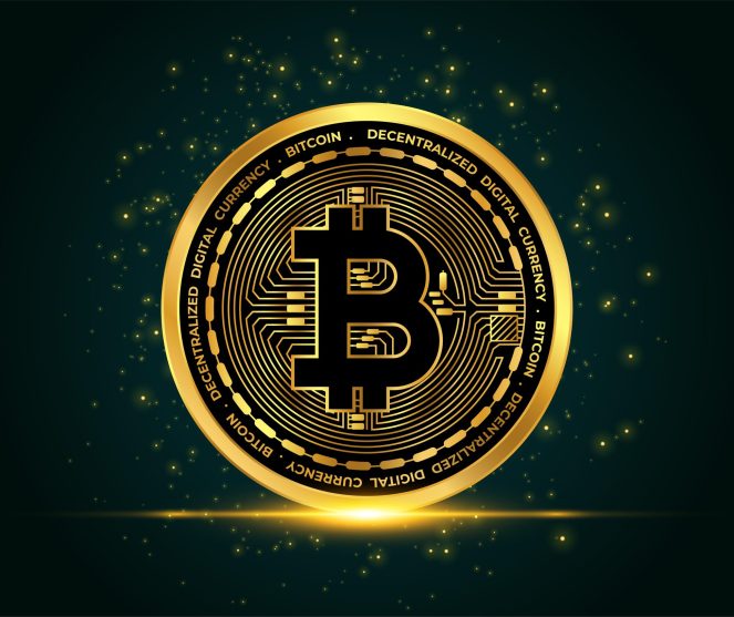 cryptocurrency bitcoin golden coin background